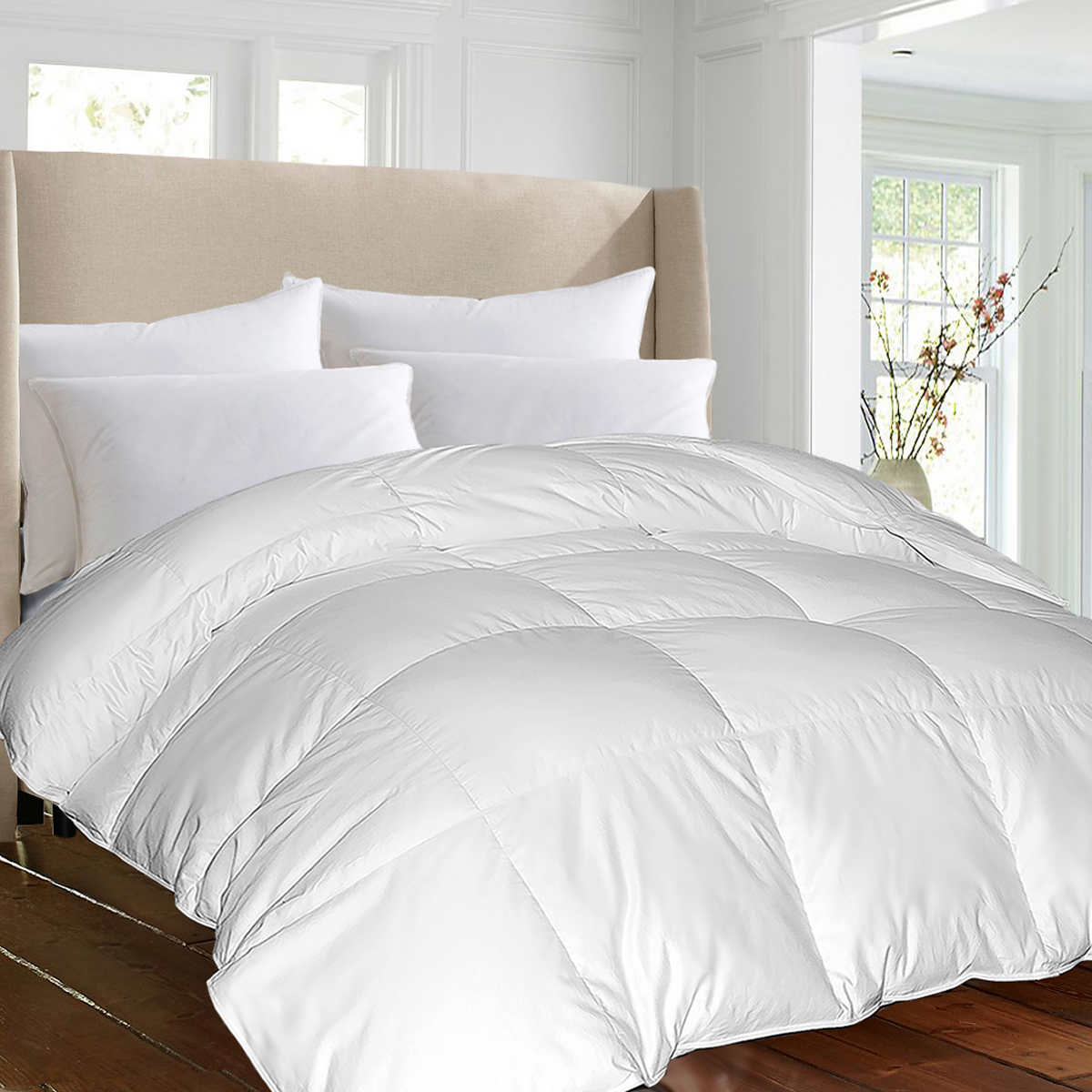 Double Queen Comforter White Duvet Comforter 1 Piece 1500 Thread Count Luxury Soft Breathable Hypoallergenic Double Fill Down Alternative Comforter Set All Season Wrinkle Free & Machine Washable Comforter by PerfectSense