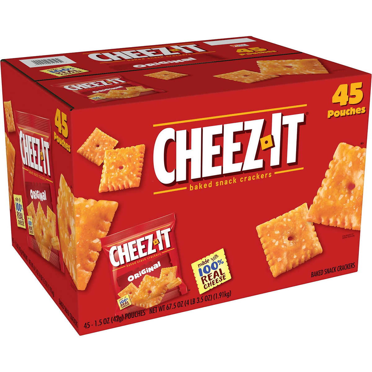 Cheez It Crackers Cheddar 1 5 Oz 45 Ct