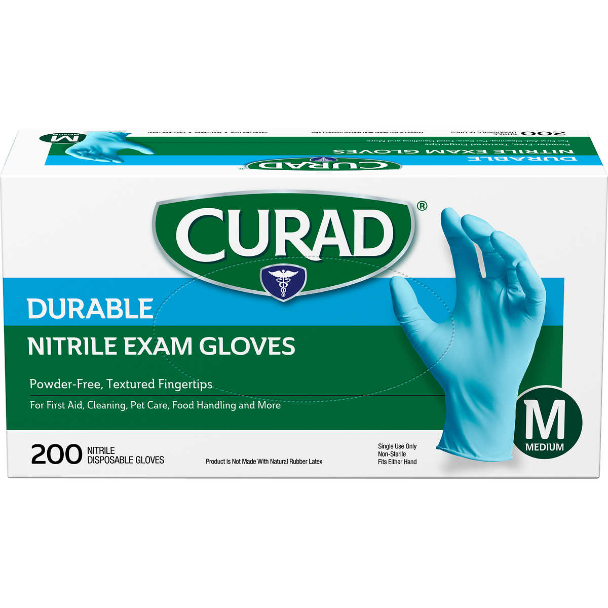 600 Count Curad Durable Nitrile Exam Gloves Medium 